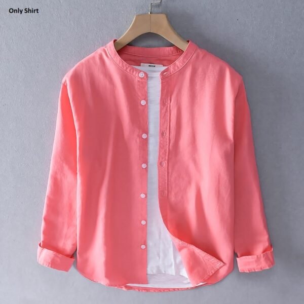 Men's Solid Colour Ban color Shirt (Pink)