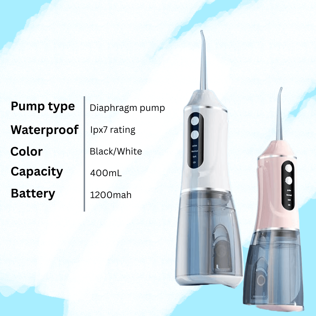 Water Flosser 400mL Capacity, 1200mAh Battery
