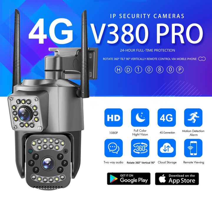 V380 Pro Dual Lens 4G Camera Plus Sim Supported